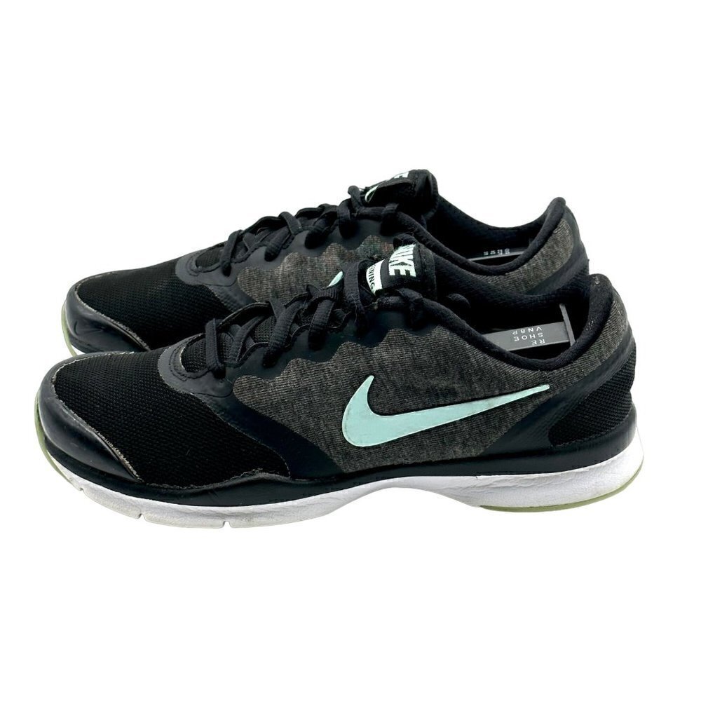 Nike Training Shoes Black & Grey Teal Swoosh Athletic Sneakers Women's Size 6.5